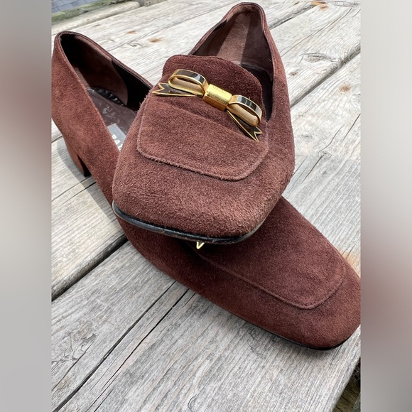Bally Brown Suede With Gold Buckel Loafers
Size 7 - Picture 6 of 10